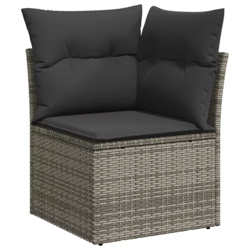  8 részes szürke polyrattan kerti ülőgarnitúra párnákkal