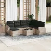  8 részes világosszürke polyrattan kerti ülőgarnitúra párnával