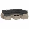  8 részes világosszürke polyrattan kerti ülőgarnitúra párnával