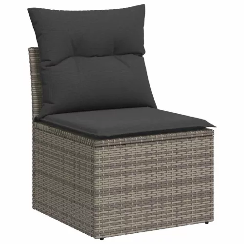  8 részes világosszürke polyrattan kerti ülőgarnitúra párnával