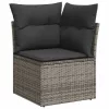  8 részes világosszürke polyrattan kerti ülőgarnitúra párnával
