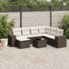  8 részes barna polyrattan kerti ülőgarnitúra párnákkal