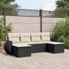  6 részes fekete polyrattan kerti ülőgarnitúra párnákkal