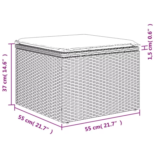  6 részes fekete polyrattan kerti ülőgarnitúra párnákkal