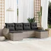  6 részes világosszürke polyrattan kerti ülőgarnitúra párnákkal