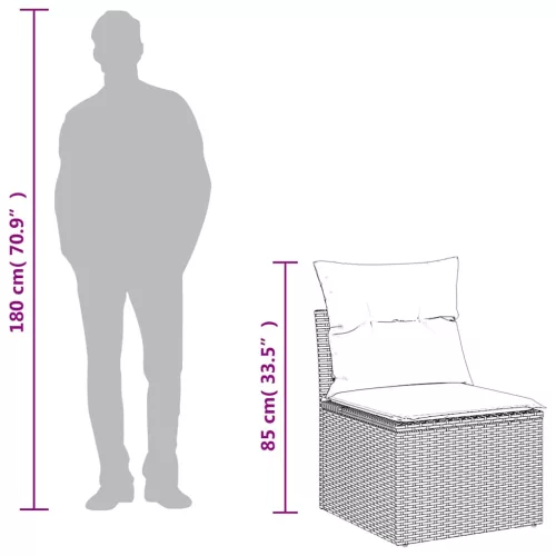  6 részes világosszürke polyrattan kerti ülőgarnitúra párnákkal