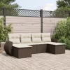  6 részes barna polyrattan kerti ülőgarnitúra párnával