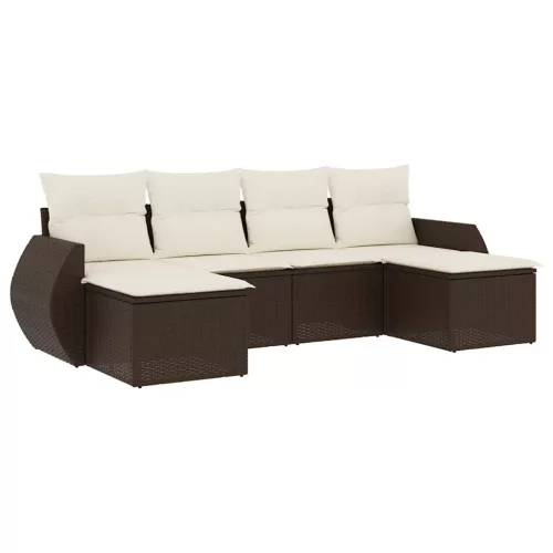  6 részes barna polyrattan kerti ülőgarnitúra párnával
