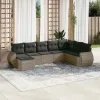  8 részes szürke polyrattan kerti ülőgarnitúra párnákkal