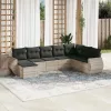  8 részes világosszürke polyrattan kerti ülőgarnitúra párnával