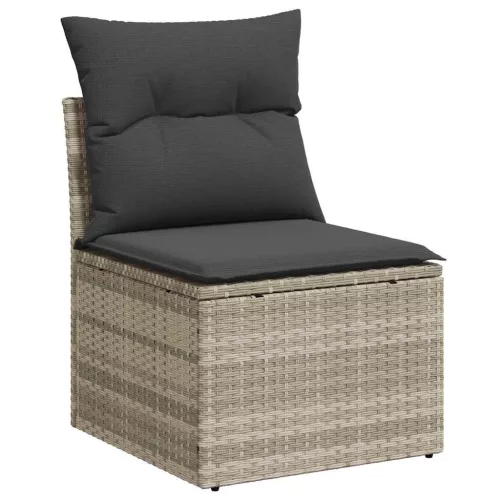  8 részes világosszürke polyrattan kerti ülőgarnitúra párnával