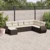  8 részes barna polyrattan kerti ülőgarnitúra párnákkal