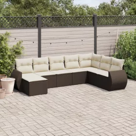    8 részes barna polyrattan kerti ülőgarnitúra párnákkal