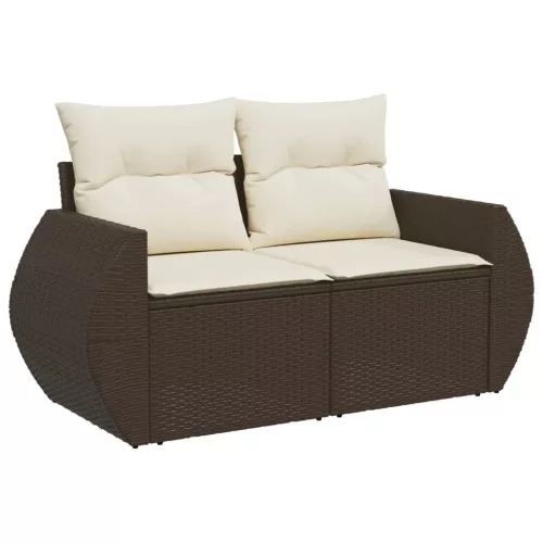  8 részes barna polyrattan kerti ülőgarnitúra párnákkal