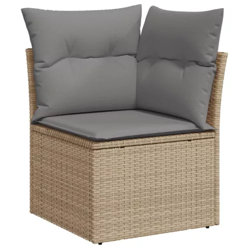  9 részes bézs polyrattan kerti ülőgarnitúra párnákkal