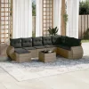  9 részes szürke polyrattan kerti ülőgarnitúra párnákkal