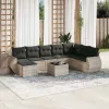  9 részes világosszürke polyrattan kerti ülőgarnitúra párnával