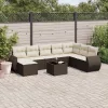  9 részes barna polyrattan kerti ülőgarnitúra párnákkal