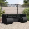  6 részes fekete polyrattan kerti ülőgarnitúra párnákkal