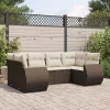  6 részes barna polyrattan kerti ülőgarnitúra párnával