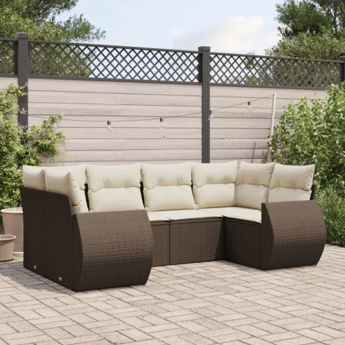  6 részes barna polyrattan kerti ülőgarnitúra párnával
