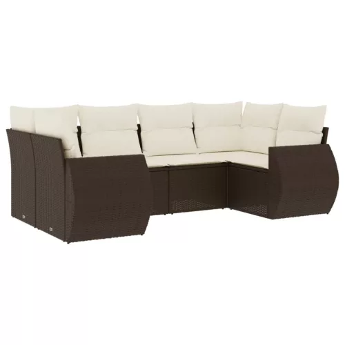  6 részes barna polyrattan kerti ülőgarnitúra párnával