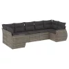  7 részes szürke polyrattan kerti ülőgarnitúra párnákkal