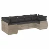  7 részes világosszürke polyrattan kerti ülőgarnitúra párnákkal