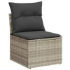  7 részes világosszürke polyrattan kerti ülőgarnitúra párnákkal