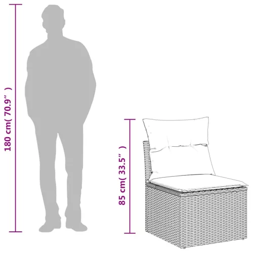  7 részes világosszürke polyrattan kerti ülőgarnitúra párnákkal