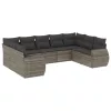  9 részes szürke polyrattan kerti ülőgarnitúra párnákkal