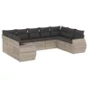  9 részes világosszürke polyrattan kerti ülőgarnitúra párnával