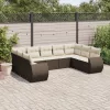  9 részes barna polyrattan kerti ülőgarnitúra párnákkal