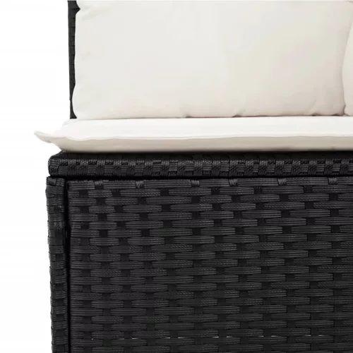  10 részes fekete polyrattan kerti ülőgarnitúra párnákkal