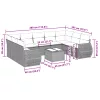 10 részes világosszürke polyrattan kerti ülőgarnitúra párnákkal