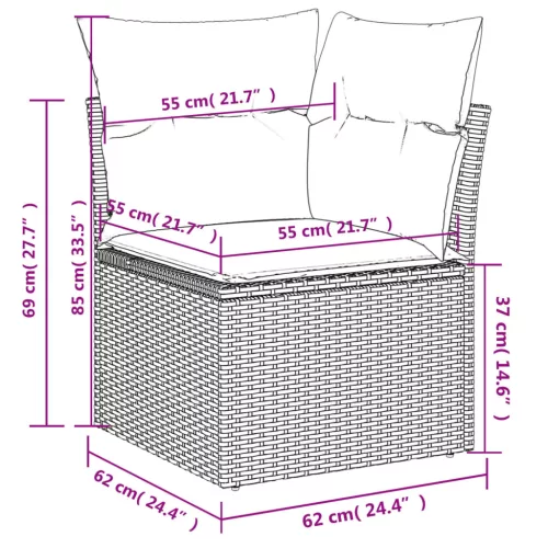  9 részes szürke polyrattan kerti ülőgarnitúra párnákkal