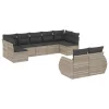  9 részes világosszürke polyrattan kerti ülőgarnitúra párnával