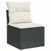  10 részes fekete polyrattan kerti ülőgarnitúra párnákkal