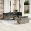  10 részes szürke polyrattan kerti ülőgarnitúra párnákkal