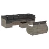  10 részes szürke polyrattan kerti ülőgarnitúra párnákkal