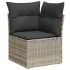  10 részes világosszürke polyrattan kerti ülőgarnitúra párnákkal