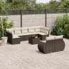  10 részes barna polyrattan kerti ülőgarnitúra párnákkal