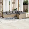  9 részes bézs polyrattan kerti ülőgarnitúra párnákkal