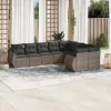  9 részes szürke polyrattan kerti ülőgarnitúra párnákkal