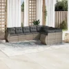  9 részes világosszürke polyrattan kerti ülőgarnitúra párnával