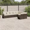  9 részes barna polyrattan kerti ülőgarnitúra párnákkal