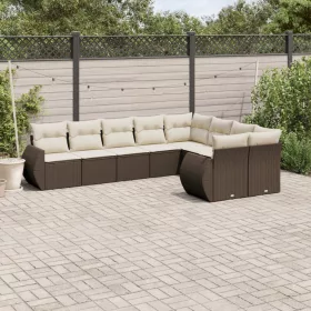    9 részes barna polyrattan kerti ülőgarnitúra párnákkal