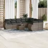  10 részes szürke polyrattan kerti ülőgarnitúra párnákkal