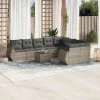  10 részes világosszürke polyrattan kerti ülőgarnitúra párnákkal