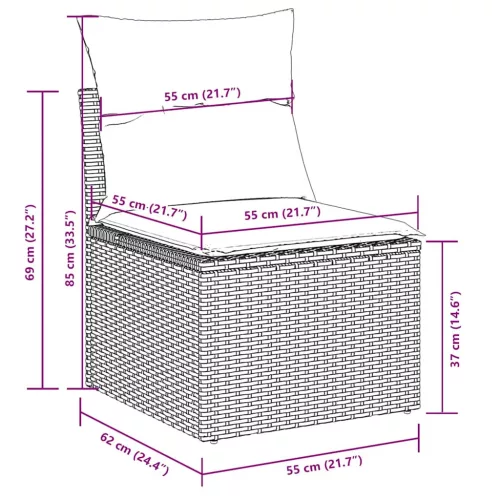  10 részes világosszürke polyrattan kerti ülőgarnitúra párnákkal